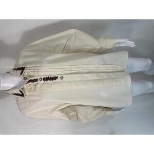 Jantzen Classics Embroidered Floral Button Front Shirt Sz L Cottagecore Ivory